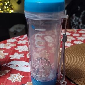 Transparent Shaker Bottle with Blue Lid